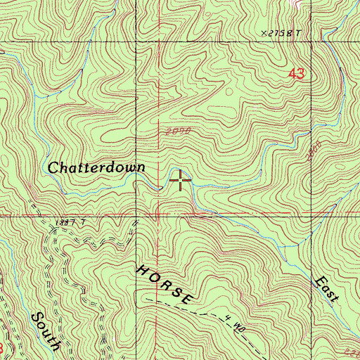 Topographic Map of East Fork Chatterdown Creek, CA