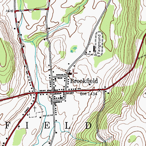 Topographic Map of Brookfield Central School, NY