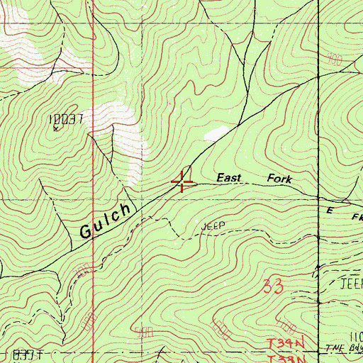 Topographic Map of East Fork Clear Gulch, CA