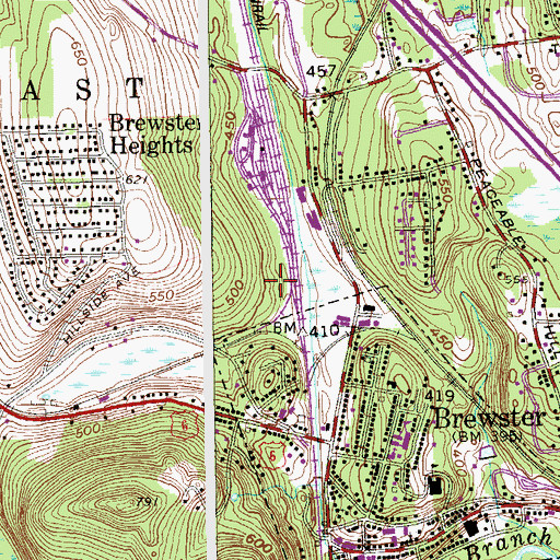 Topographic Map of Brewster Heights Sewer District Sewage Treatment Plant, NY