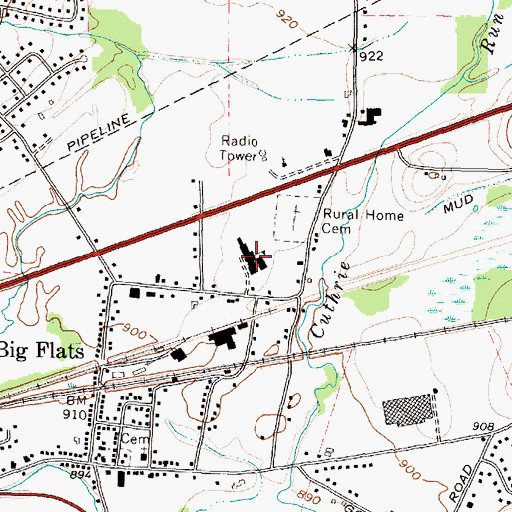 Topographic Map of Big Flats School, NY