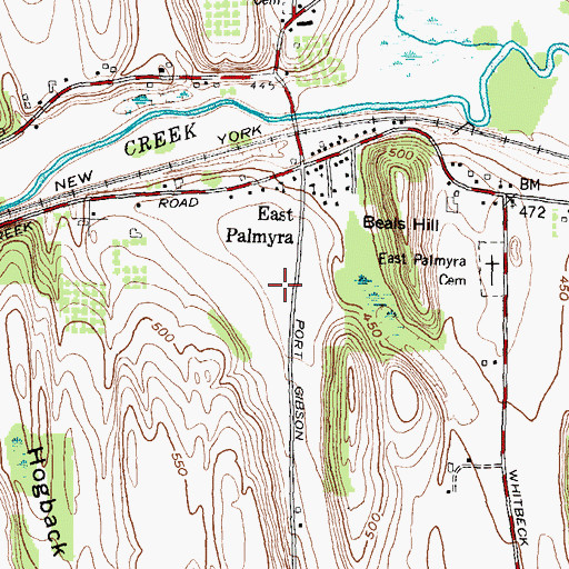 Topographic Map of East Palmyra Christian School, NY