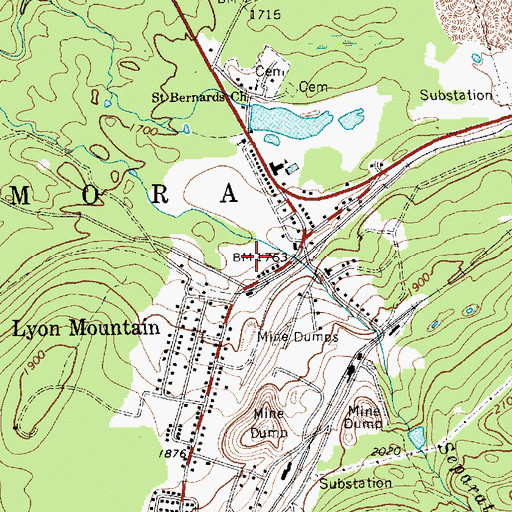 Topographic Map of Lyon Mountain Sewer District Wastewater Treatment Plant, NY