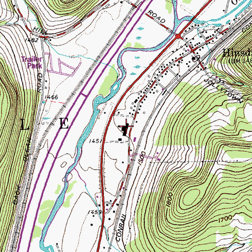 Topographic Map of Hinsdale Central School, NY