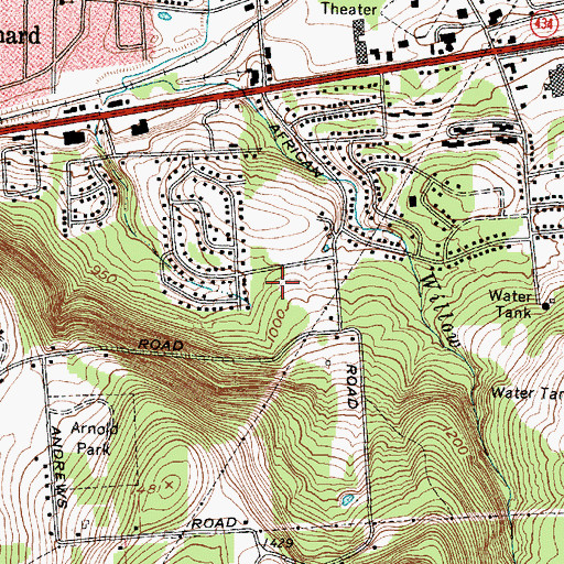 Topographic Map of African Road Elementary School, NY