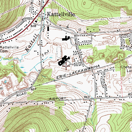Topographic Map of Chenango Forks Middle School, NY