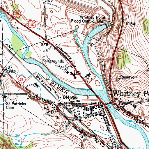 Topographic Map of Whitney Point Intermediate School, NY