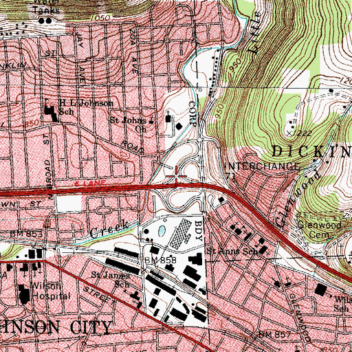 Topographic Map of All Saints Polish National Church, NY