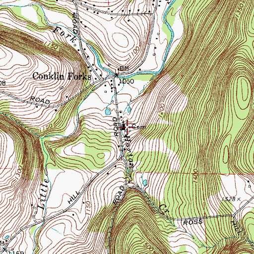 Topographic Map of Conklin Forks United Methodist Church, NY