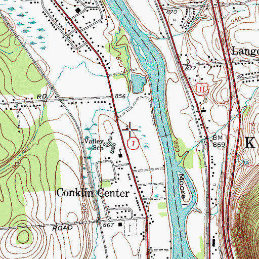 Topographic Map of Conklin Presbyterian Church, NY
