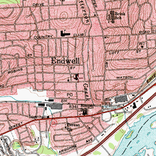 Topographic Map of Endwell United Methodist Church, NY