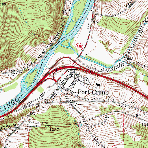 Topographic Map of First Baptist Church of Port Crane, NY