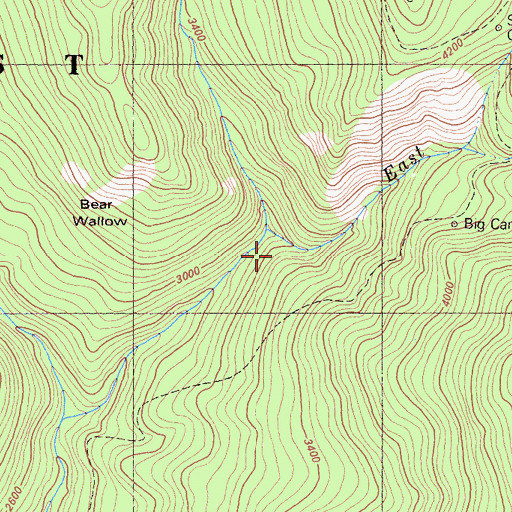 Topographic Map of East Fork Fort Goff Creek, CA
