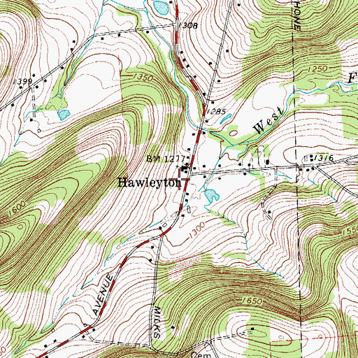 Topographic Map of Hawleyton United Methodist Church, NY