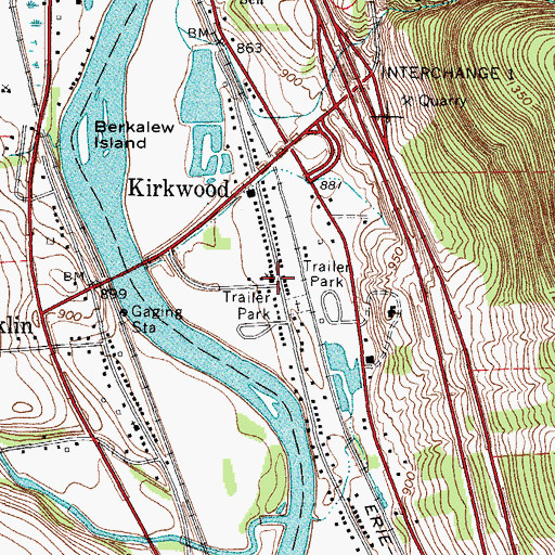 Topographic Map of Kirkwood United Methodist Church, NY