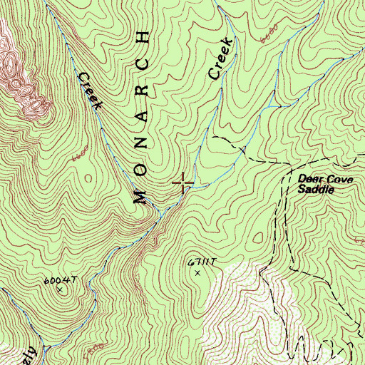 Topographic Map of East Fork Grizzly Creek, CA