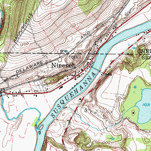 Topographic Map of Nineveh Presbyterian Church, NY