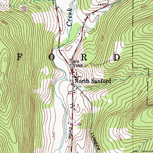 Topographic Map of North Sanford United Methodist Church, NY