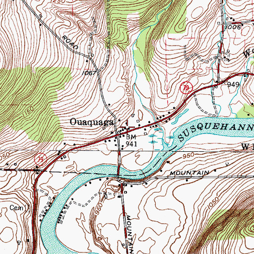 Topographic Map of Ouaquaga United Methodist Church, NY