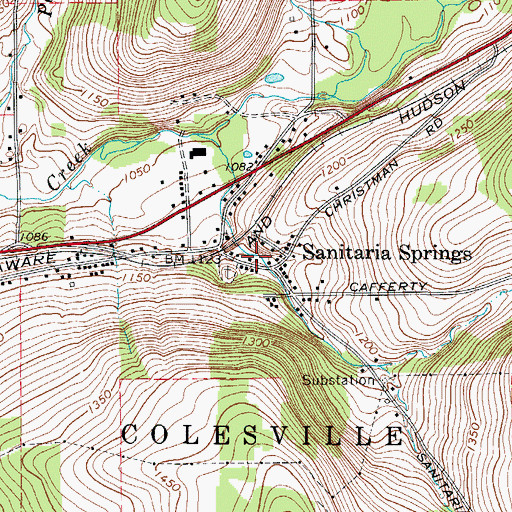 Topographic Map of Sanitaria Springs Methodist Church, NY
