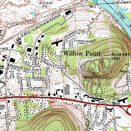 Topographic Map of Twin Orchards Baptist Church, NY