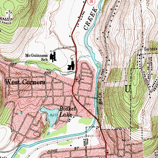 Topographic Map of West Corners Baptist Church, NY
