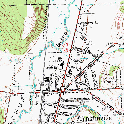 Topographic Map of Franklinville Elementary School, NY