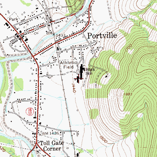 Topographic Map of Portville Elementary School, NY