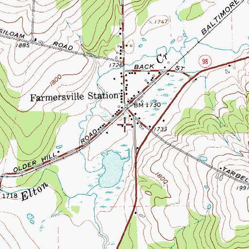 Topographic Map of Rushford Elementary School, NY