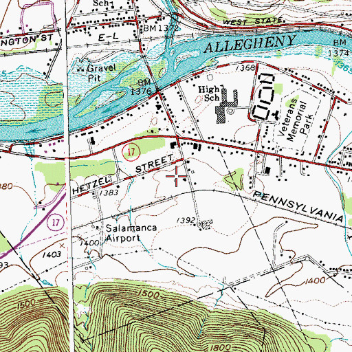 Topographic Map of Seneca Elementary School, NY