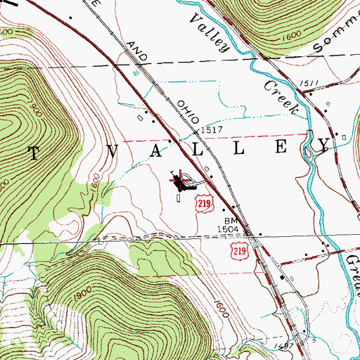 Topographic Map of Ellicottville Middle High School, NY