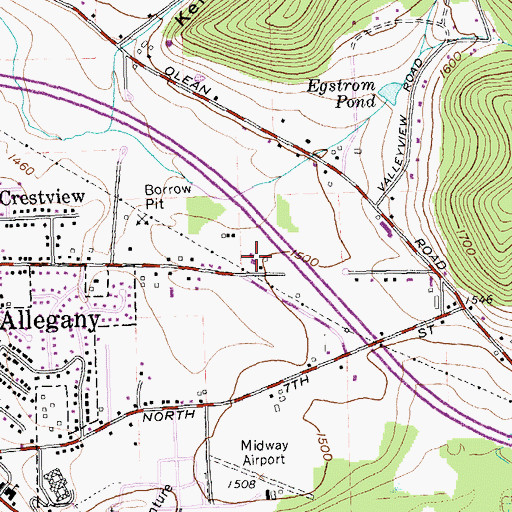 Topographic Map of Allegany Baptist Church, NY