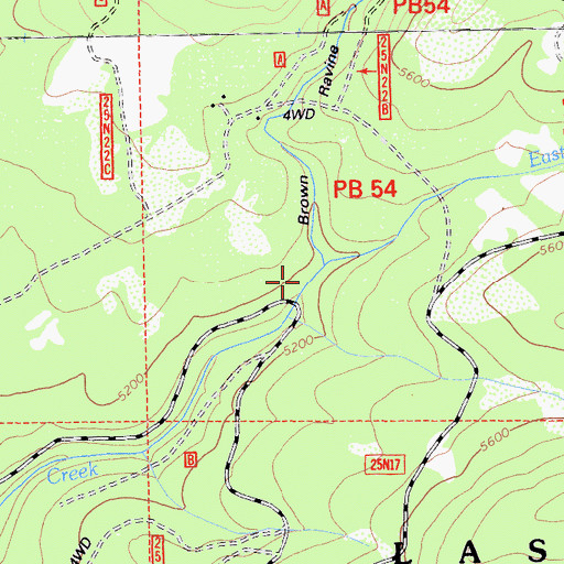 Topographic Map of East Fork Last Chance Creek, CA