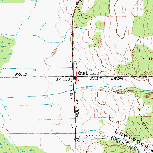 Topographic Map of East Leon Wesleyan Church, NY