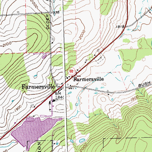 Topographic Map of Farmersville Center Community Church, NY