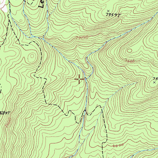 Topographic Map of East Fork Lewis Creek, CA