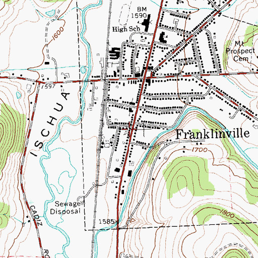 Topographic Map of Franklinville Free Methodist Church, NY