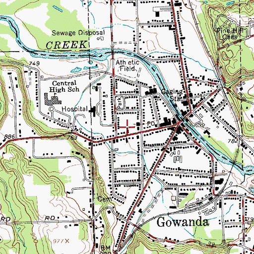 Topographic Map of Gowanda Free Methodist Church, NY