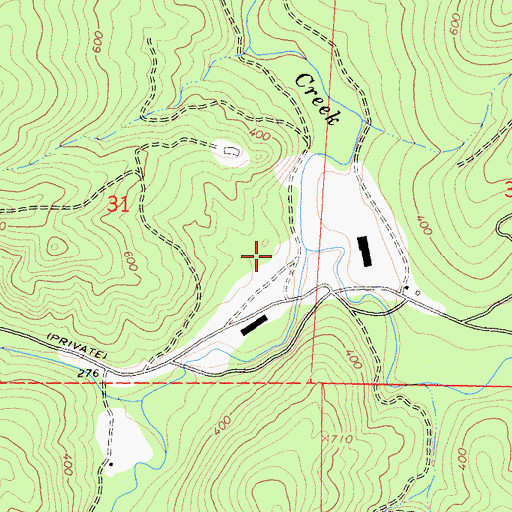 Topographic Map of East Fork Mill Creek, CA