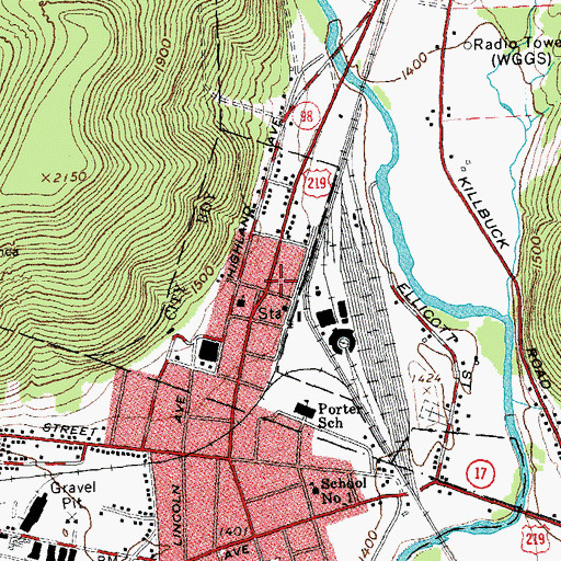 Topographic Map of Kingdom Hall of Jehovahs Witnesses, NY