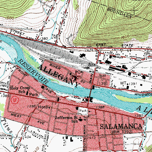 Topographic Map of Our Lady of Peace Roman Catholic Church, NY