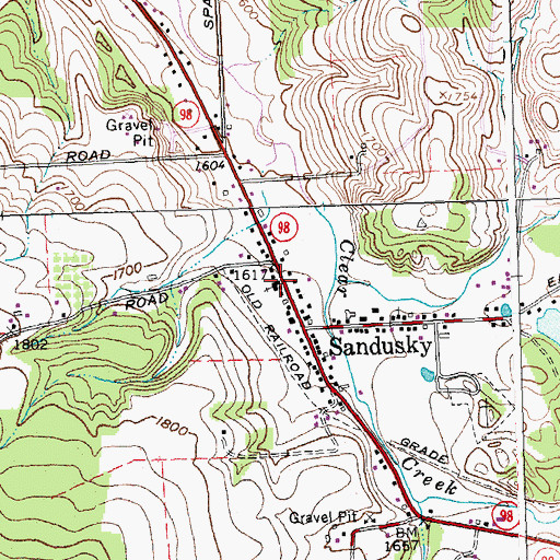 Topographic Map of Sandusky Baptist Church, NY