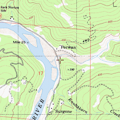 Topographic Map of East Fork Pecwan Creek, CA