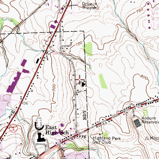 Topographic Map of Auburn Seventh Day Adventist Church, NY