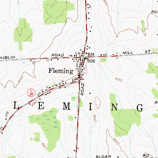 Topographic Map of Fleming Federated Church, NY