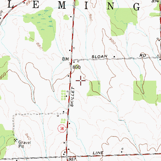 Topographic Map of Owasco Lake Mennonite Church, NY
