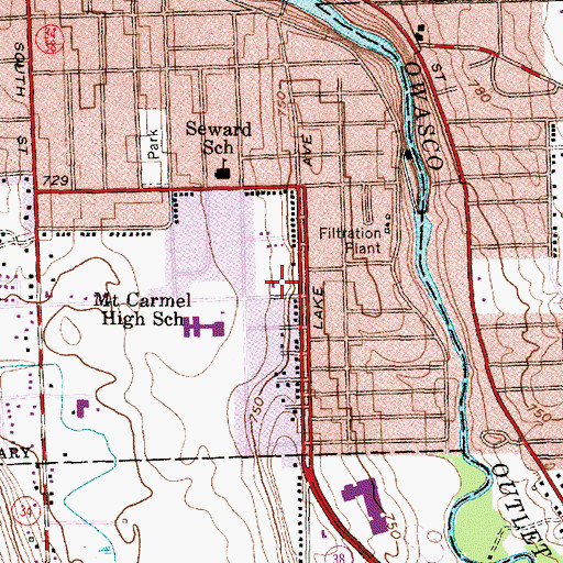 Topographic Map of United Church of Auburn, NY