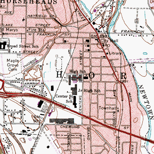 Topographic Map of Horseheads Senior High School, NY