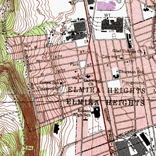 Topographic Map of Saint John's Episcopal Church, NY