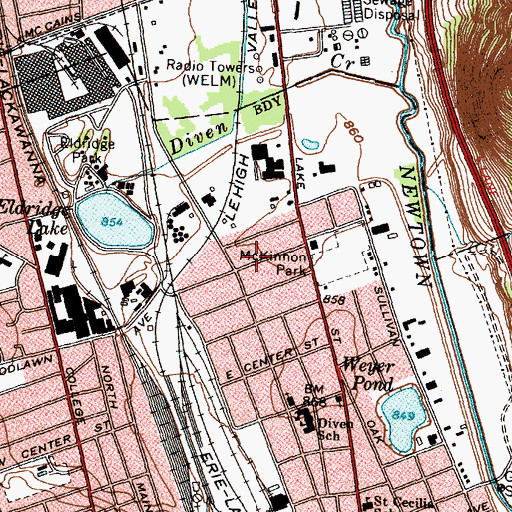 Topographic Map of Southern Tier Church of Christ, NY